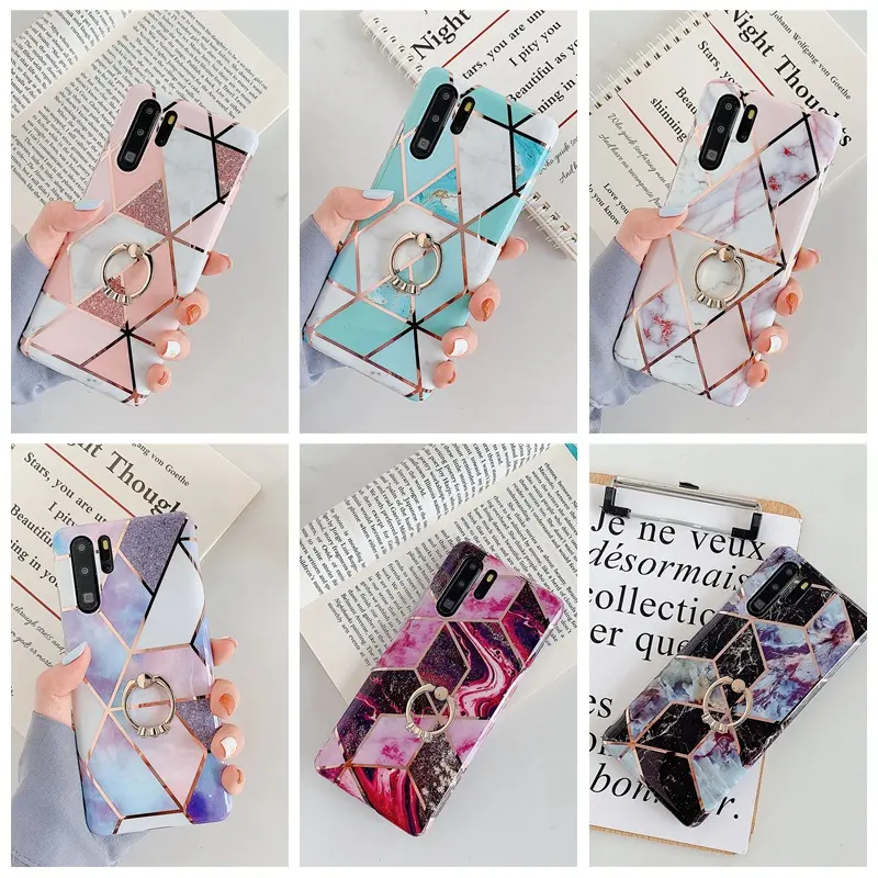 Electroplating Mosaic Marble Ring Phone Case