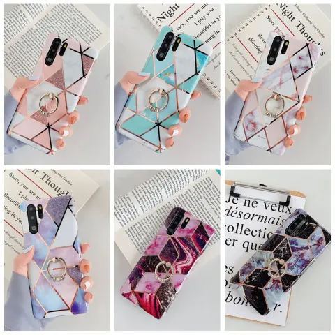 Electroplating Mosaic Marble Ring Phone Case