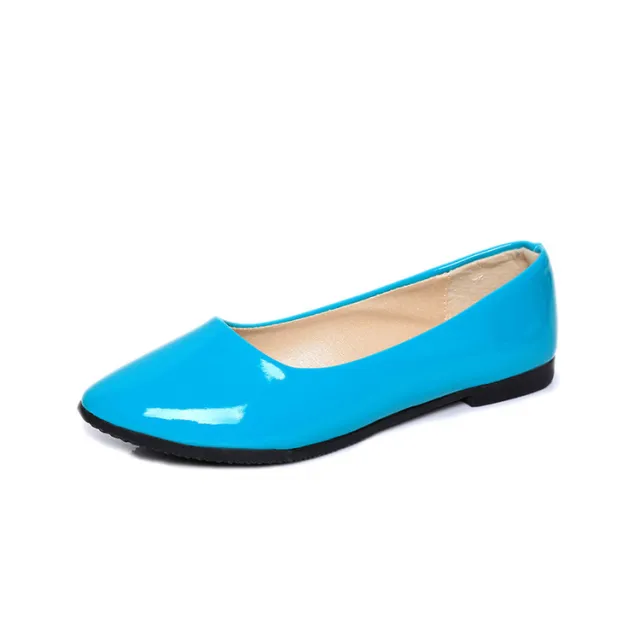 Candy color shallow mouth rubber sole work shoes Blue - Shop at LoveMi