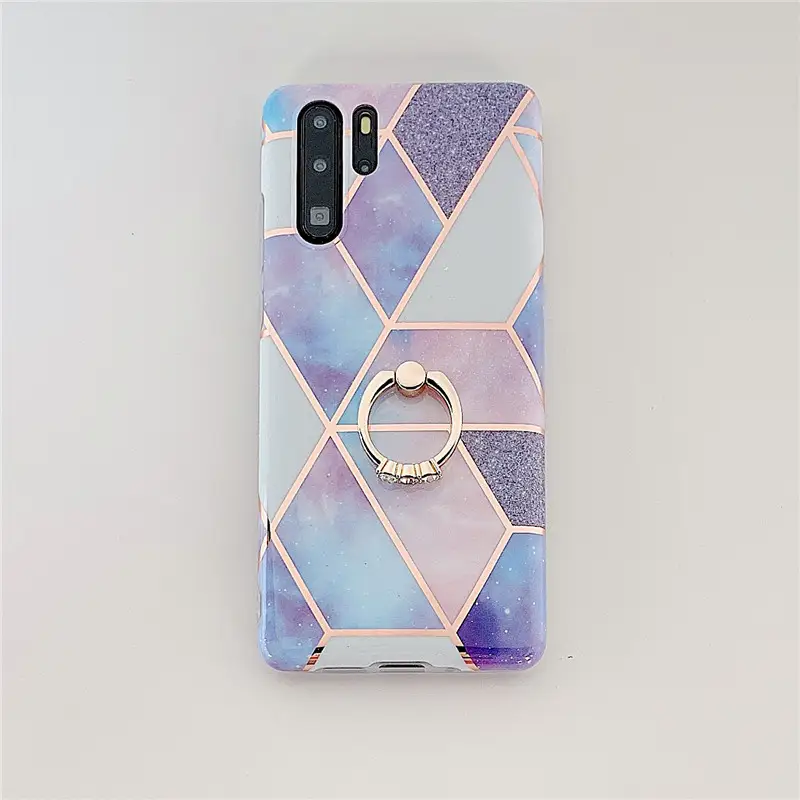 Electroplating mosaic marble ring phone case