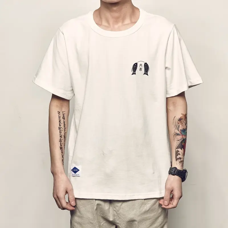 Men's cat print loose t-shirt