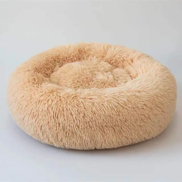 Washable Round plush kennel Beige Yellow - Shop at LoveMi