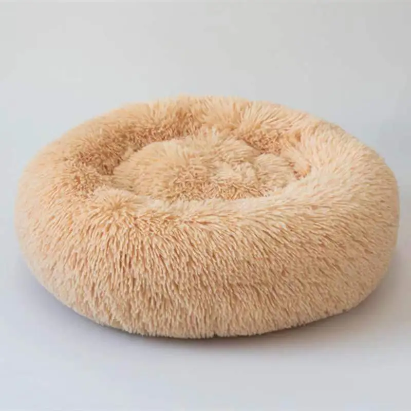 Washable Round plush kennel - Beige Yellow