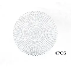 Solid color round PVC hollow placemat - Silver - View 1