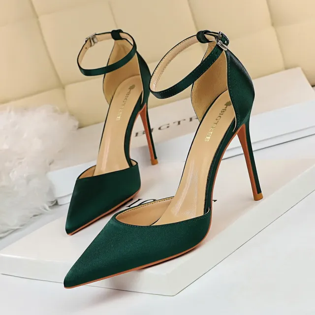 Pointed hollow high heels Green - Shop at LoveMi