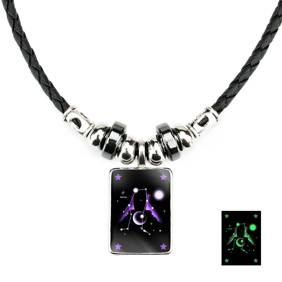 Twelve Constellation Luminous Crystal Necklace - Gemini