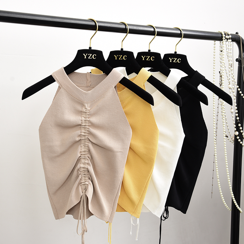 Halter drawstring sleeveless top