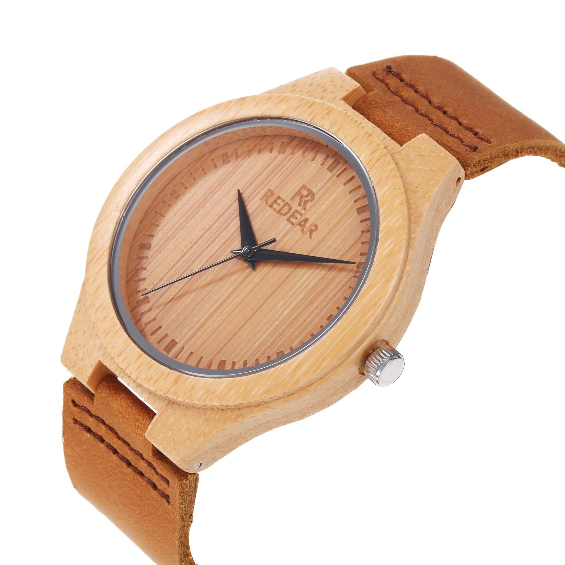 Crazy Horse Leather Quartz Wood Watch
