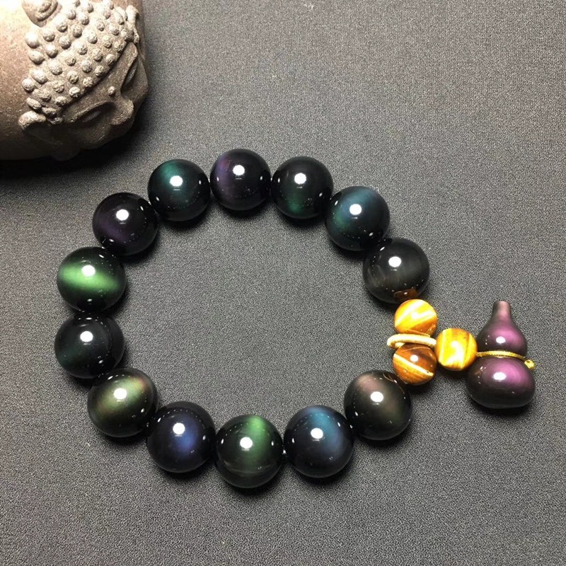 Small gourd obsidian bracelet