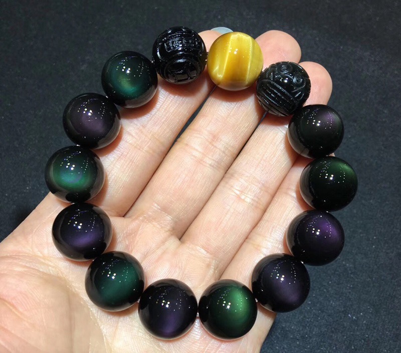 Natural colorful eye obsidian bracelet