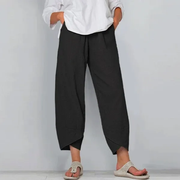 Wide Leg Pants Loose Casual Cotton Linen Black - Shop at LoveMi