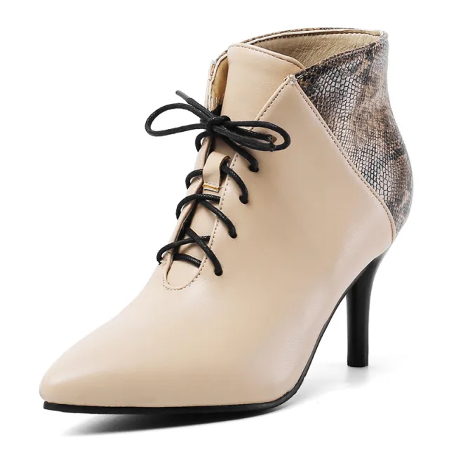 Color block high heel plus size short boots Apricot - Shop at LoveMi