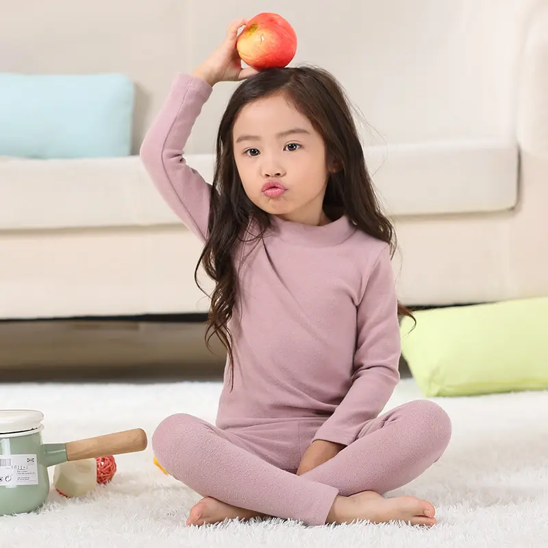 Girls' pajamas with warm middle collar home