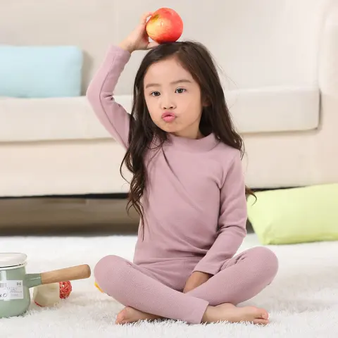 Girls' Pajamas with Warm Middle Collar Home Wear
