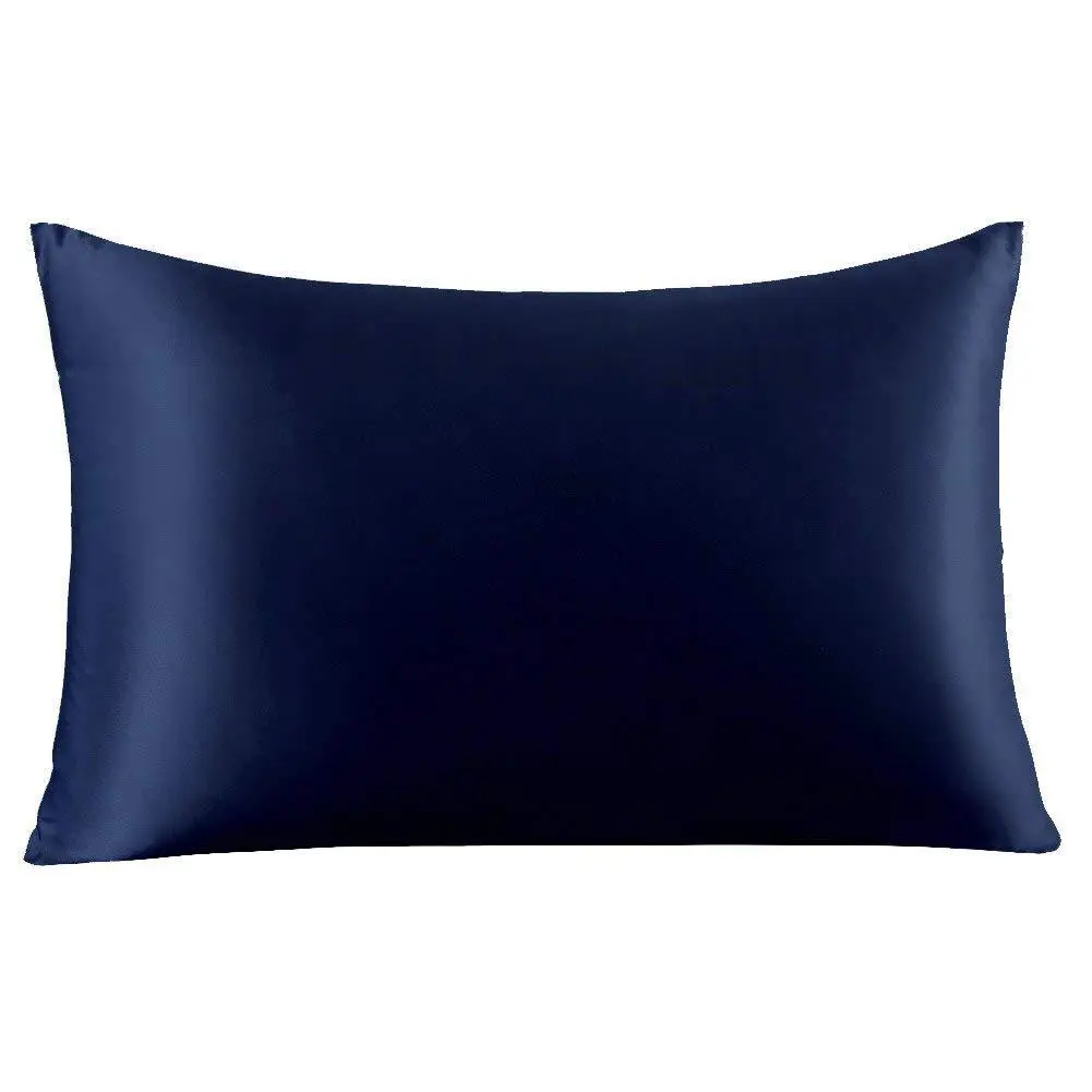 Silk Satin Zipper Pillowcase - Navy
