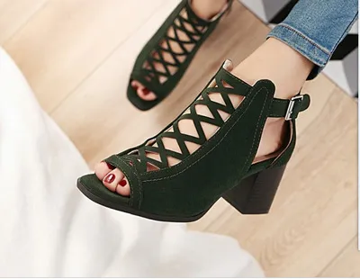 New fish mouth sandals plus size women's shoes Green - Shop at LoveMi