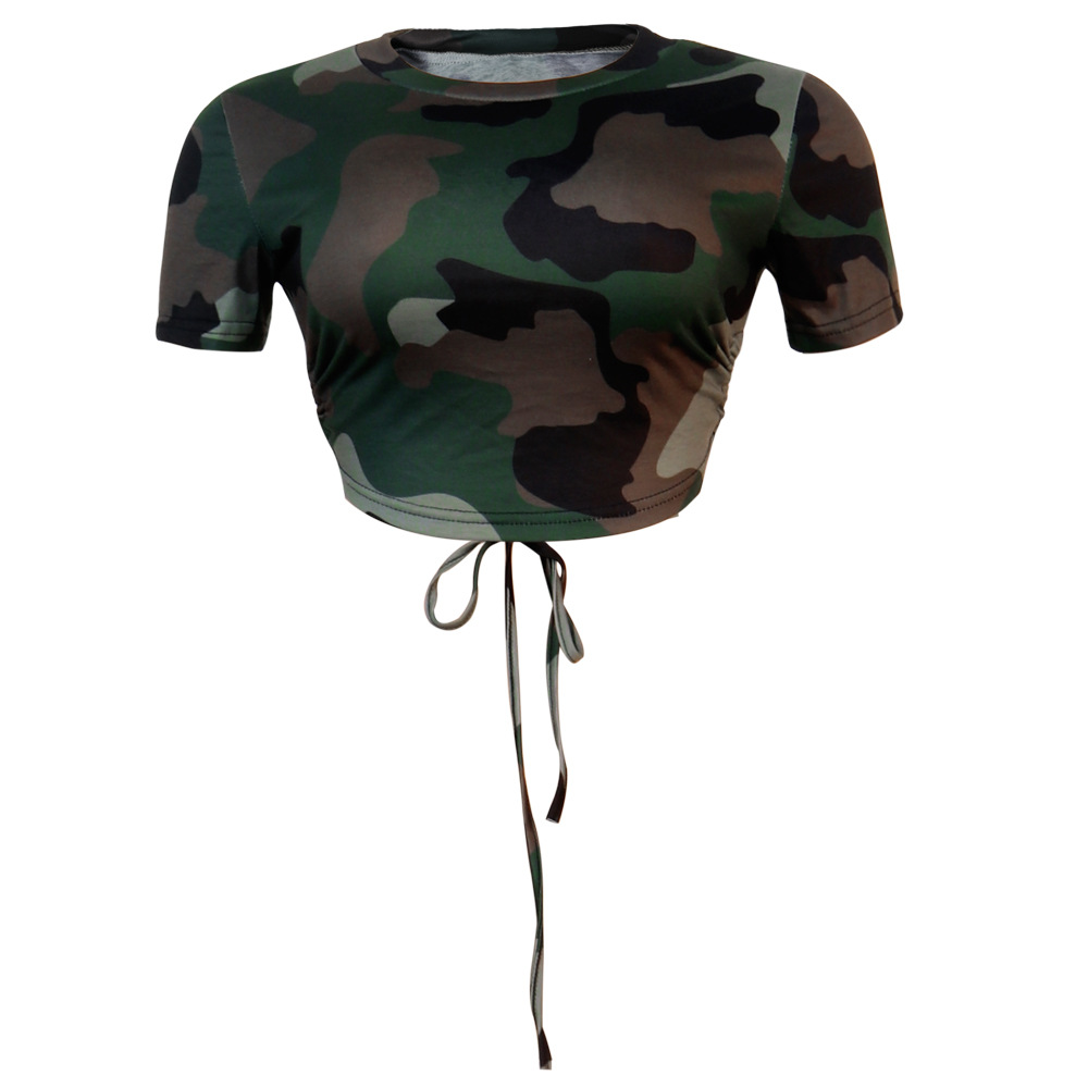 Backless Navel T shirt Camouflage Xl - Shop at LoveMi