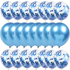 Sequined metal balloon - Blue - View 1
