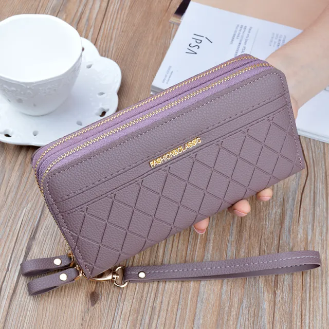 Double zipper hand purse ladies wallet Purple - Shop at LoveMi