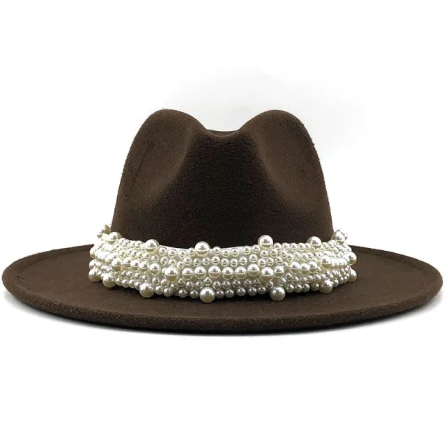 Women's pearl top hat Brown - Shop at LoveMi