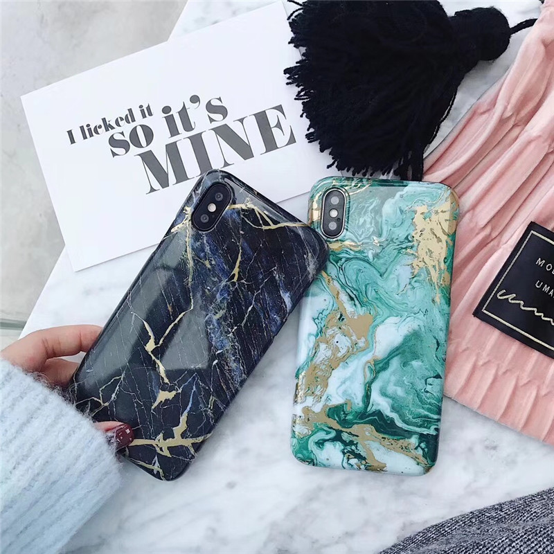 Golden Green Marble Phone Case Custom Logo - Image 3