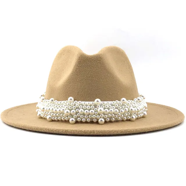 Women's pearl top hat Camel - Shop at LoveMi