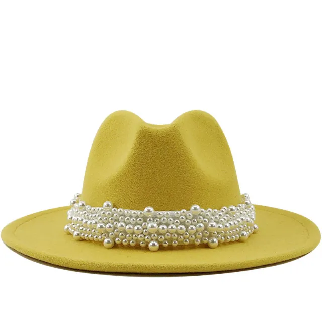 Women's pearl top hat Yellow - Shop at LoveMi