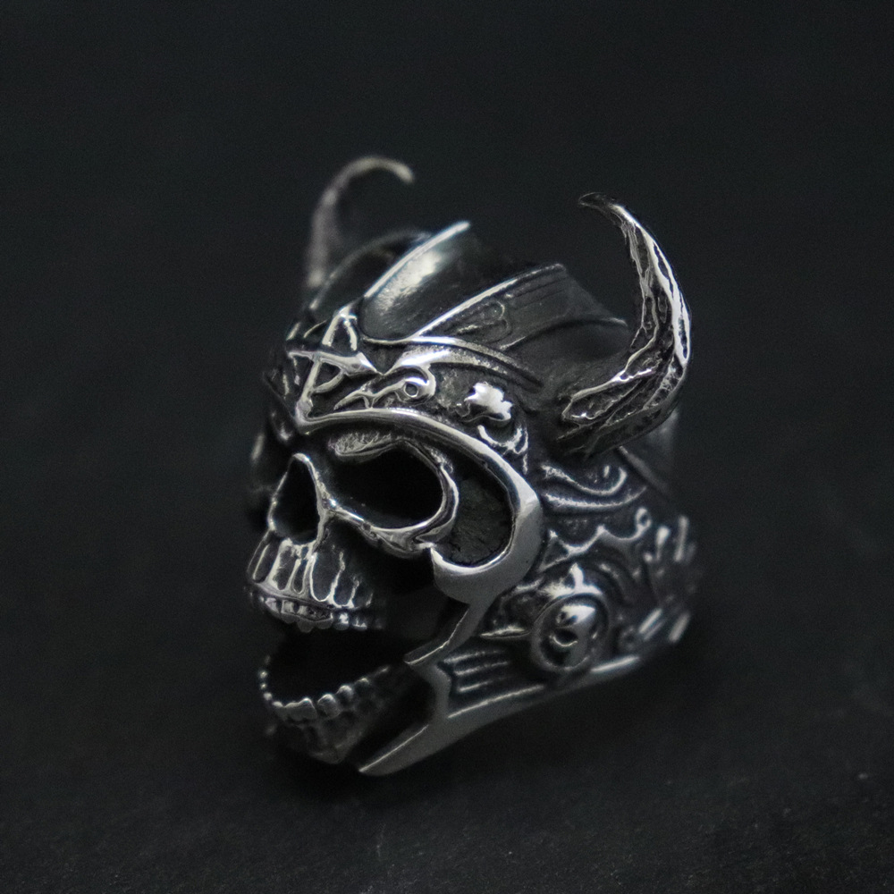 Horn Bull Head Skull Ring