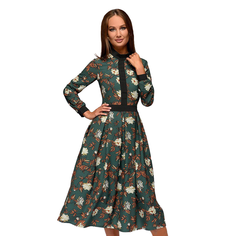Printed women's stitching dress