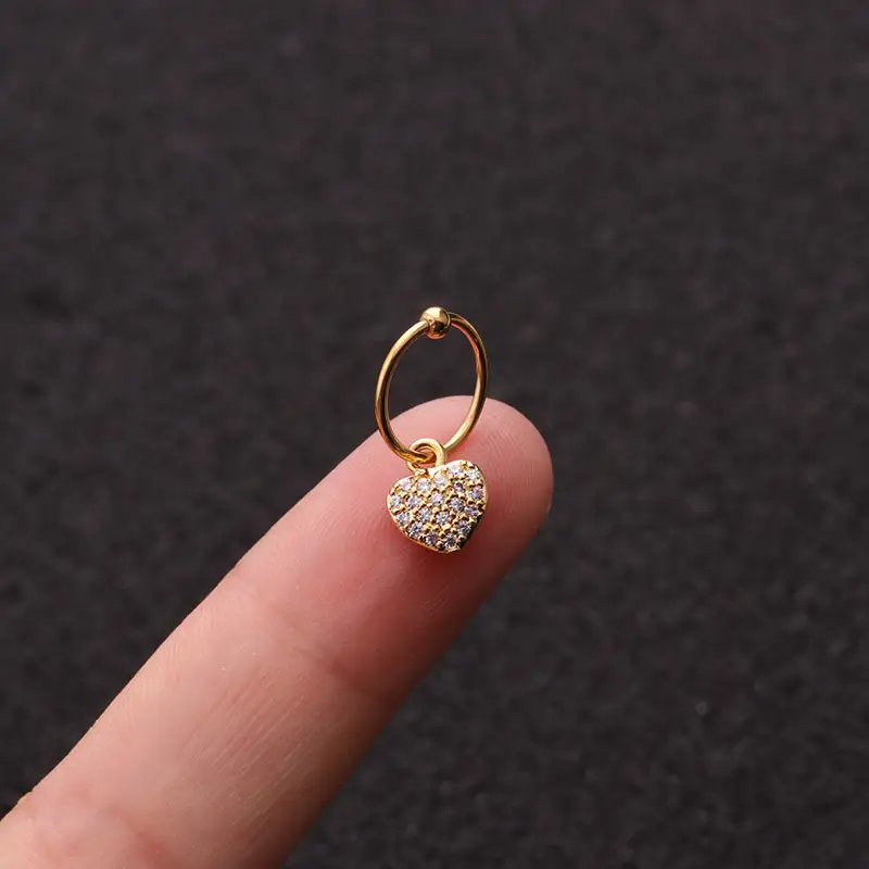 Perforated and inlaid zircon pendant earrings