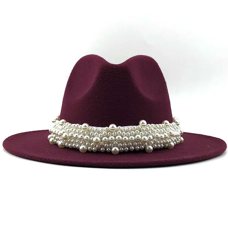 Women's pearl top hat - Red Wine