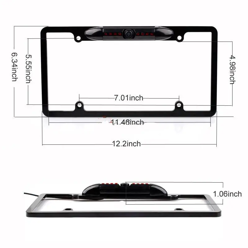 American license plate frame reversing camera