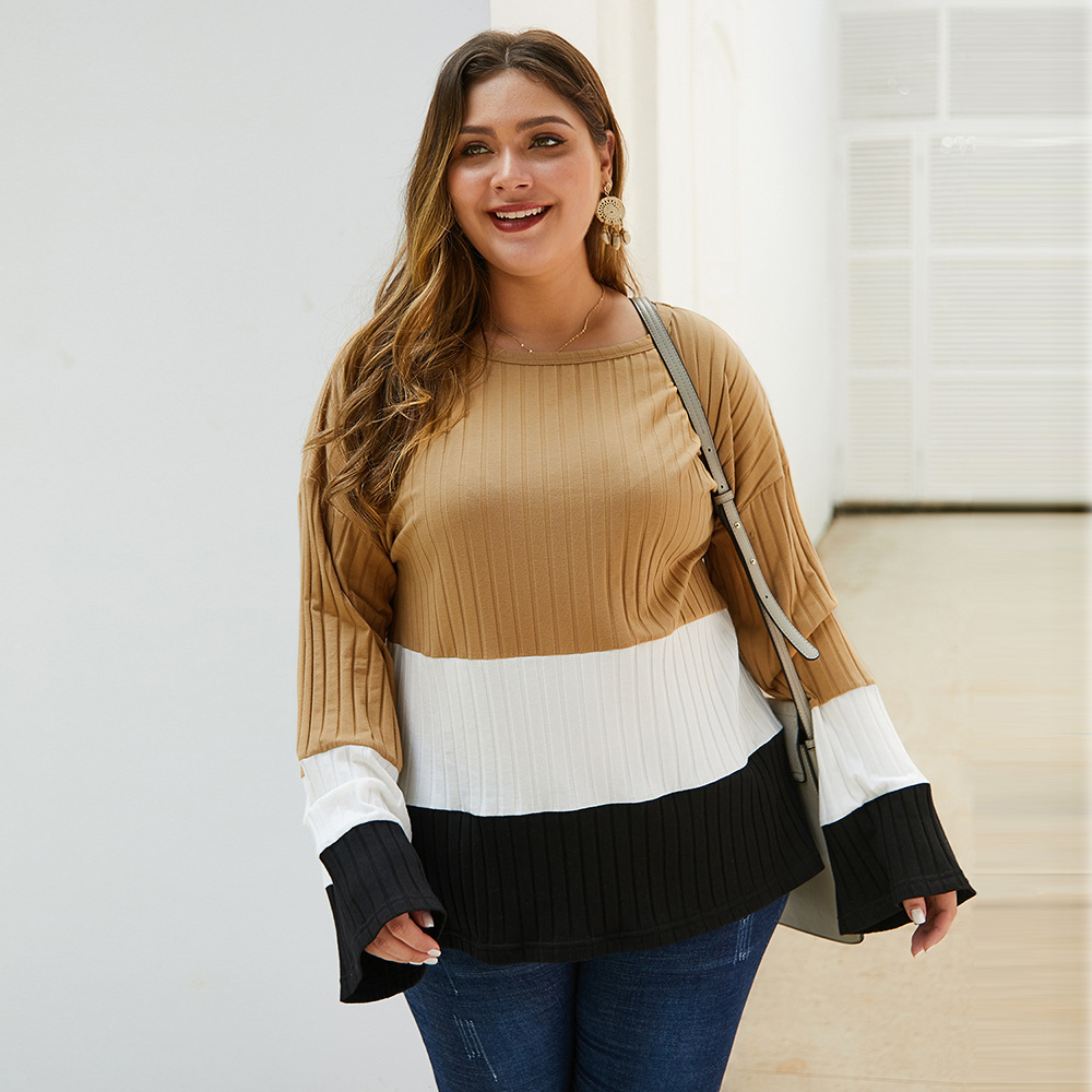 Long sleeve spliced pullover top