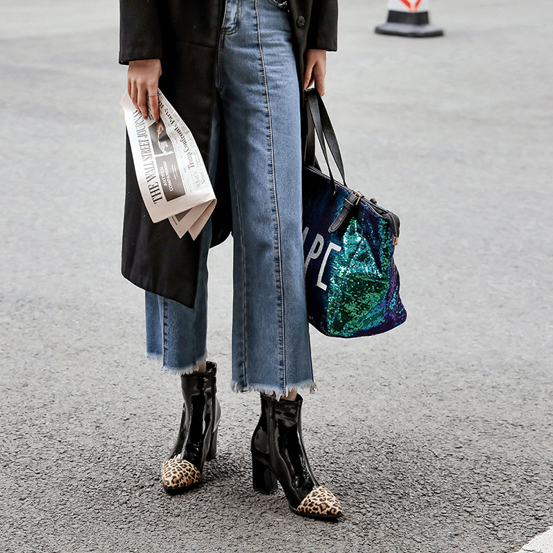 Women's short boots with block heels