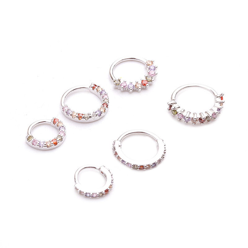 Colored zircon ear bone ring round