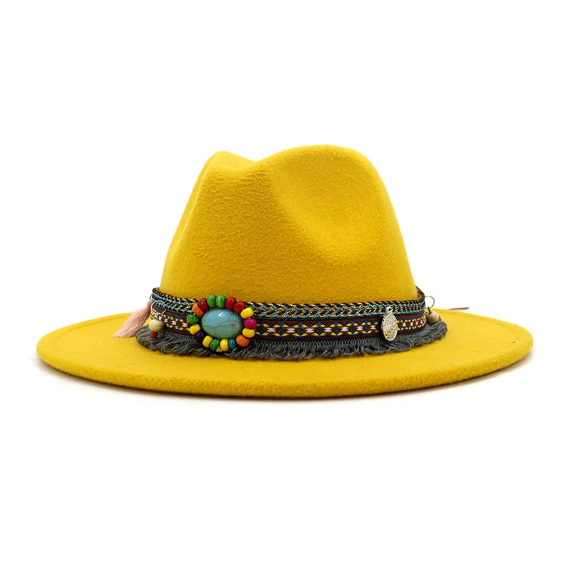 Retro flat brim hat - Yellow