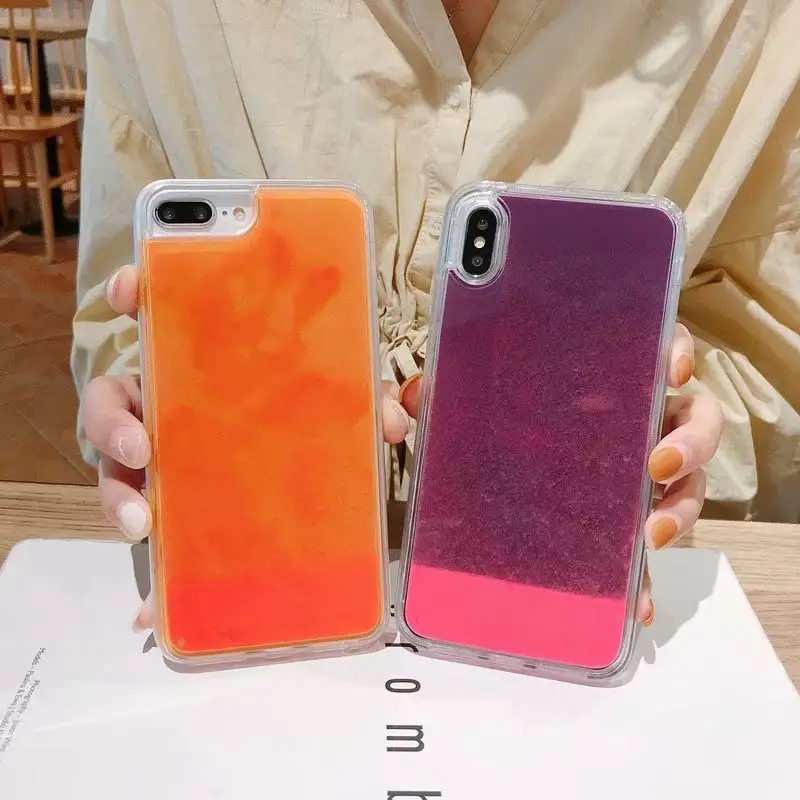 Fluorescent Liquid Quicksand Phone Case Custom Logo Name