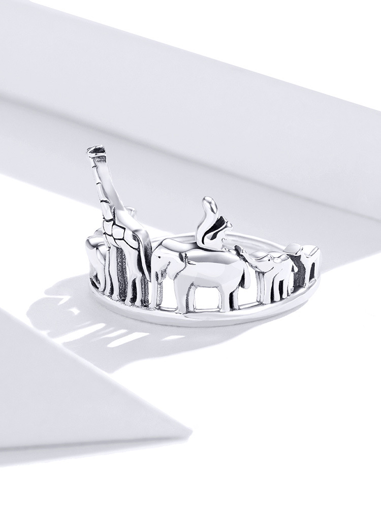 Giraffe Elephant Ring Silver Ring