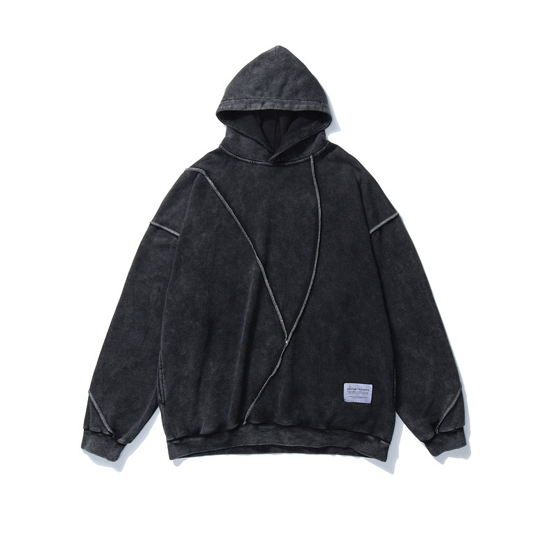 Washed solid color sweater hooded sweater