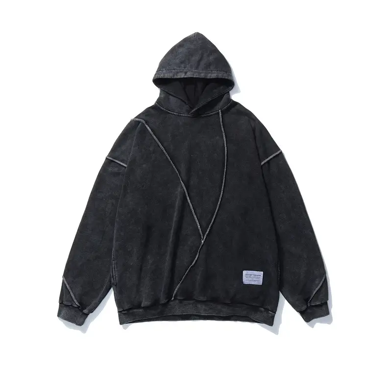 Washed solid color sweater hooded sweater