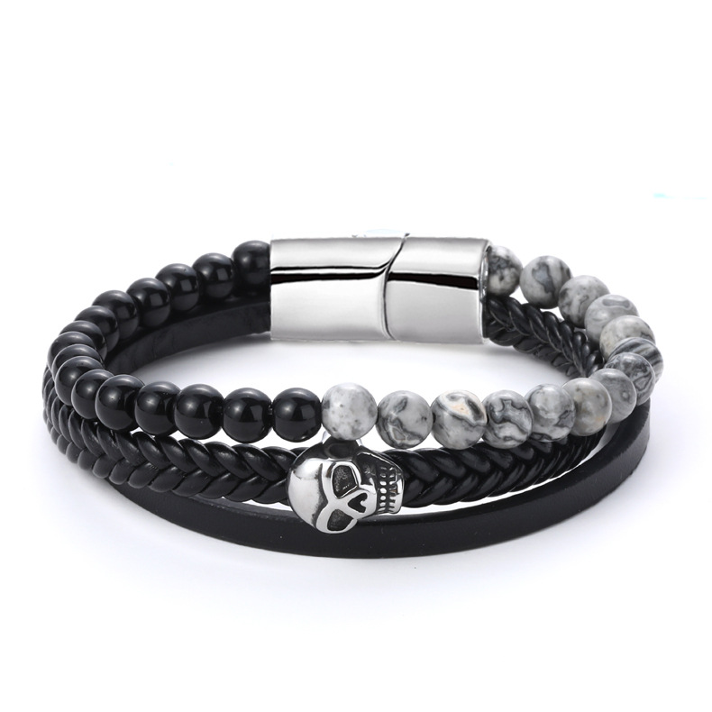 Woven multilayer leather bracelet