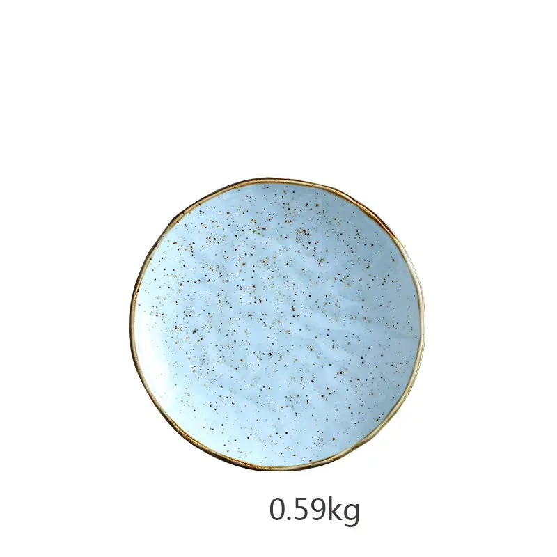 Retro Japanese Style Ceramic Round Plate for Dining and Serving