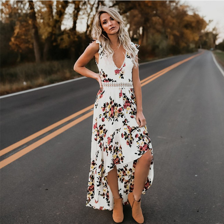 Hollow sweet print dress