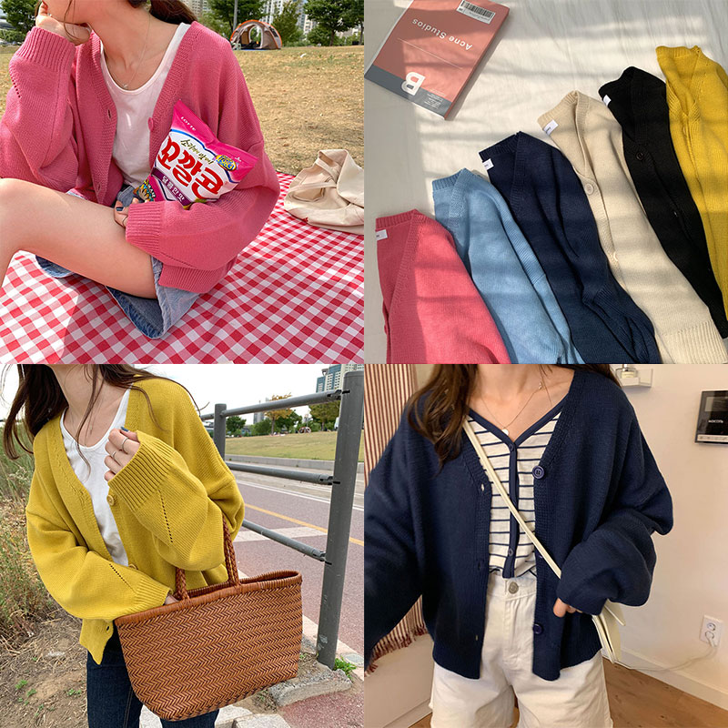 Loose and versatile long-sleeved sweater cardigan