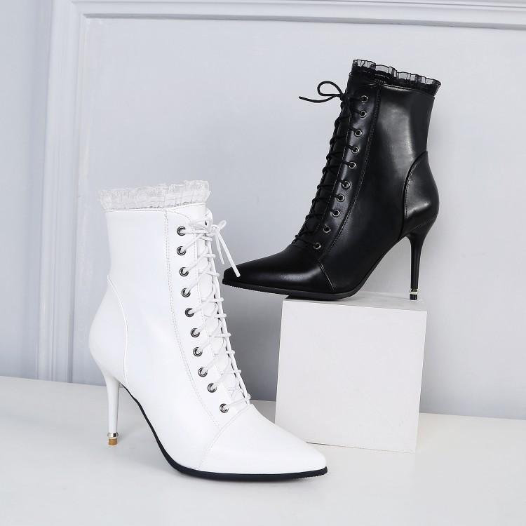 Pointed high heeled low boots autumn and winter stiletto White - Shop at LoveMi