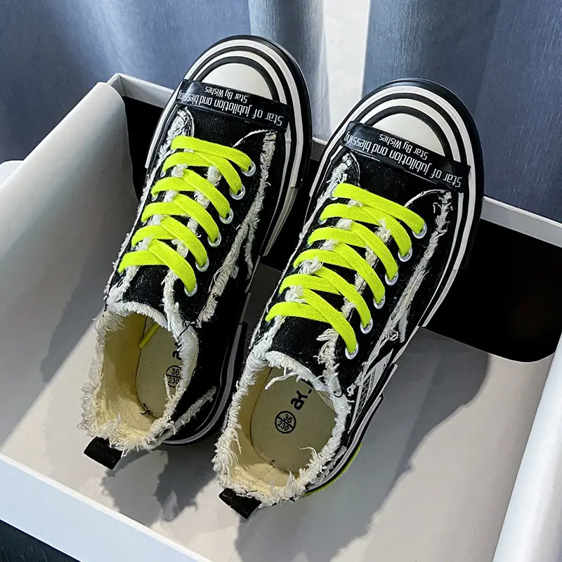 Platform stitching ladies canvas shoes