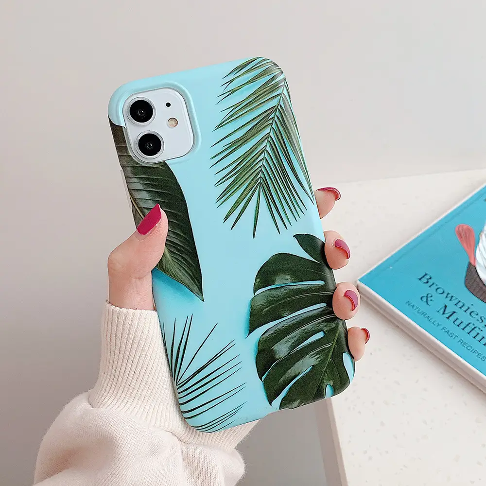 Blue leaf banana leaf mobile phone case