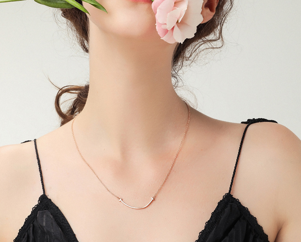 Sterling silver smiley face necklace women