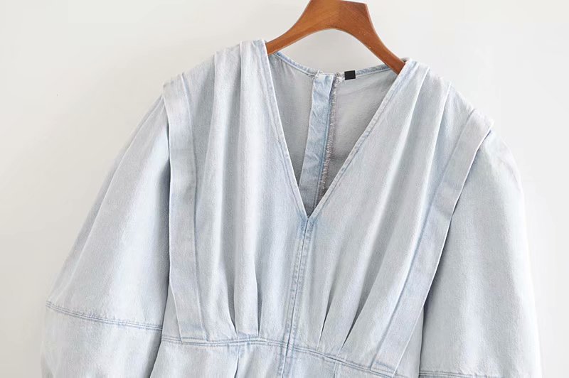 Pleated denim dress