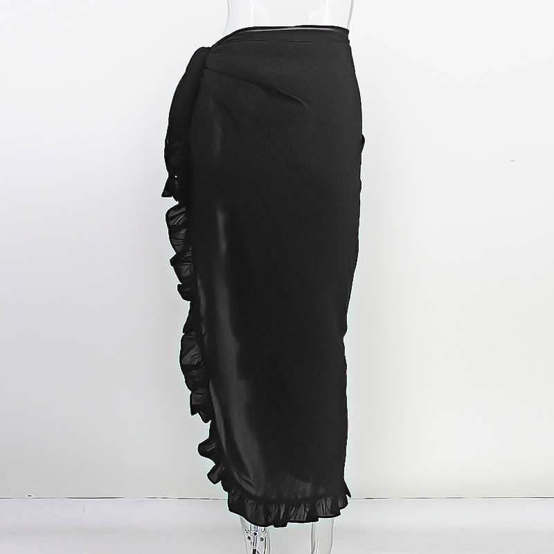 Lace ruffled gauze 5-color one-size skirt